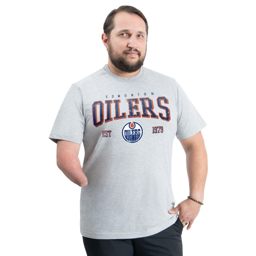 Edmonton Oilers G-III Sports by Carl Banks Adaptive Classic Team Graphic T-Shirt - Gray T-shirts