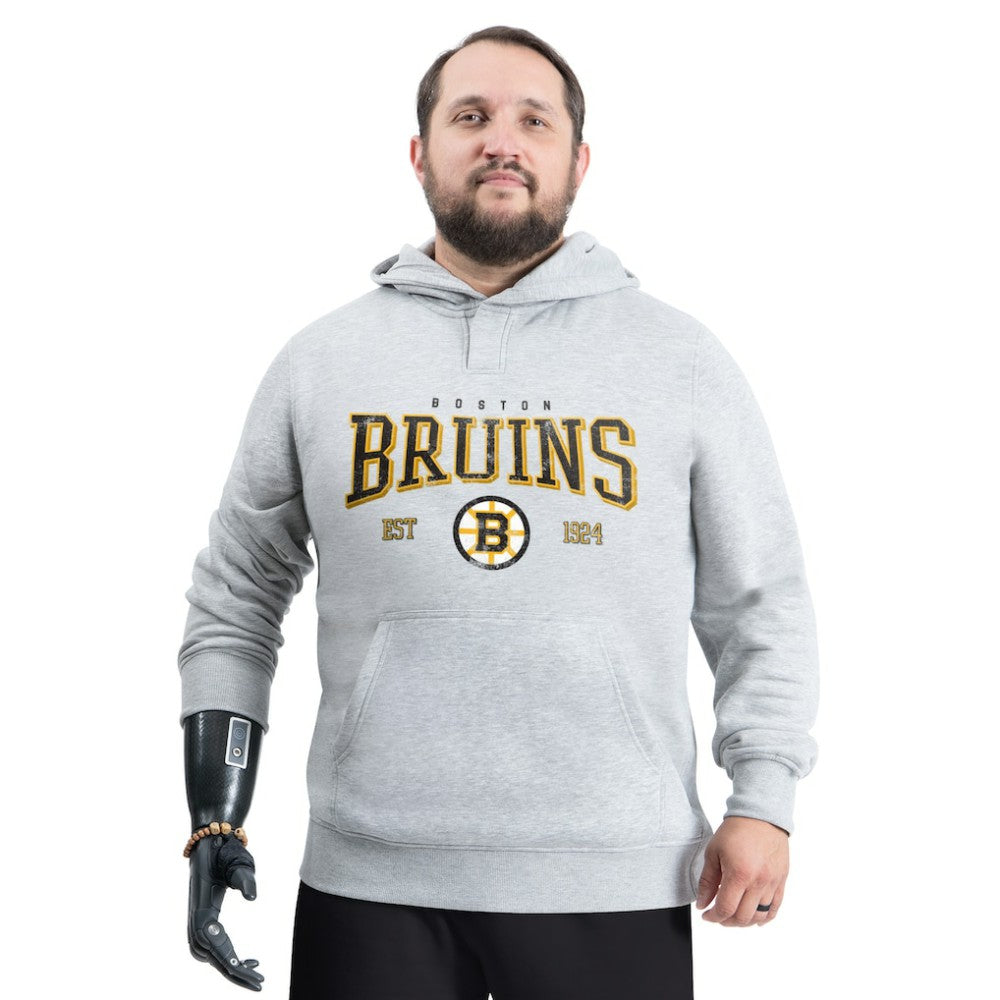 Boston Bruins G-III Sports by Carl Banks Adaptive Classic Team Spirit Fleece Hoodie - Gray Hoodies