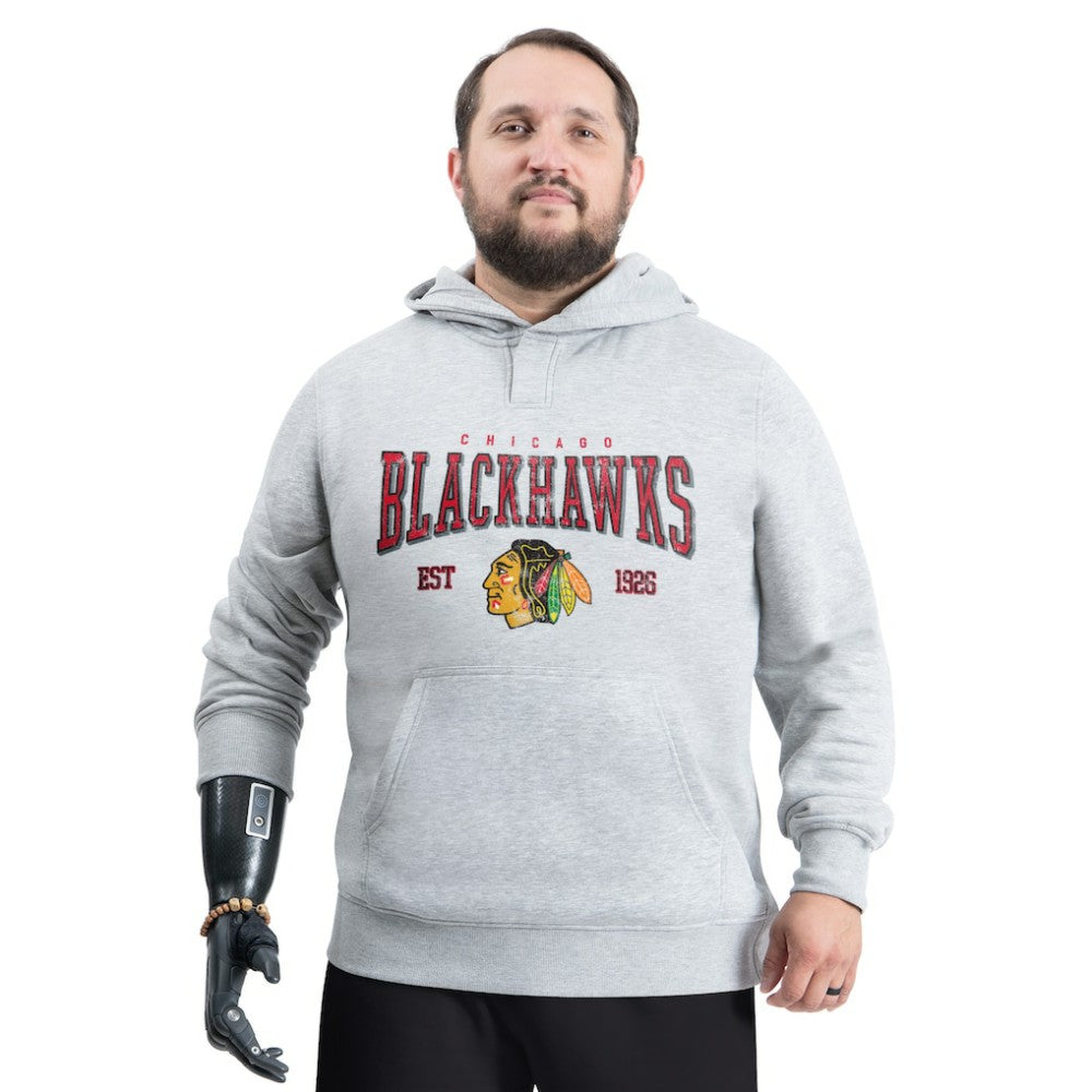 Chicago Blackhawks G-III Sports by Carl Banks Adaptive Classic Team Spirit Fleece Hoodie - Gray Hoodies