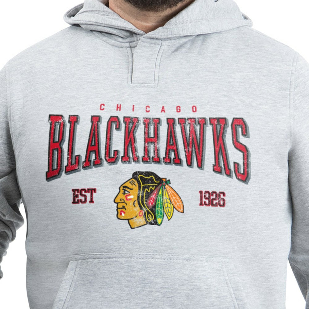 Chicago Blackhawks G-III Sports by Carl Banks Adaptive Classic Team Spirit Fleece Hoodie - Gray Hoodies