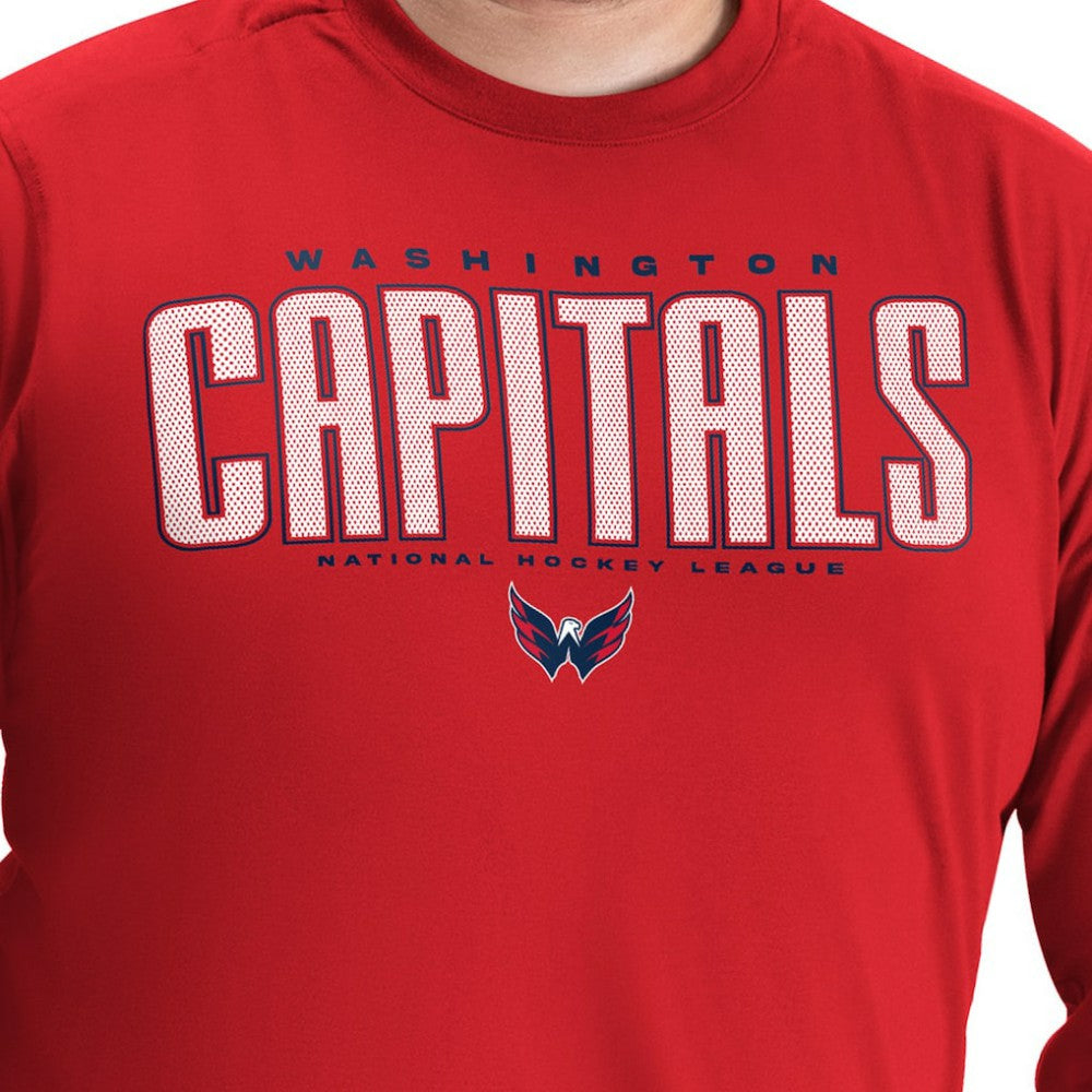 Washington Capitals G-III Sports by Carl Banks Adaptive Mesh Effect Long Sleeve T-Shirt - Red T-shirts