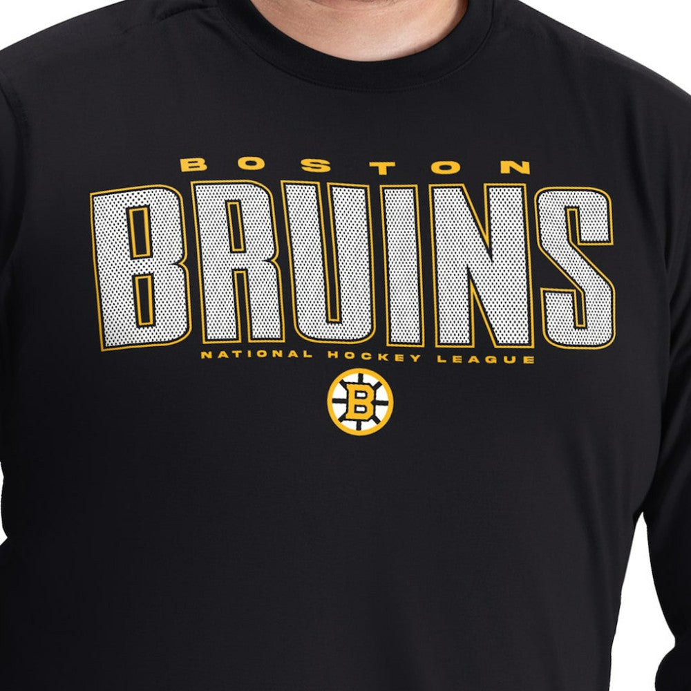 Boston Bruins G-III Sports by Carl Banks Adaptive Mesh Effect Long Sleeve T-Shirt - Black T-shirts
