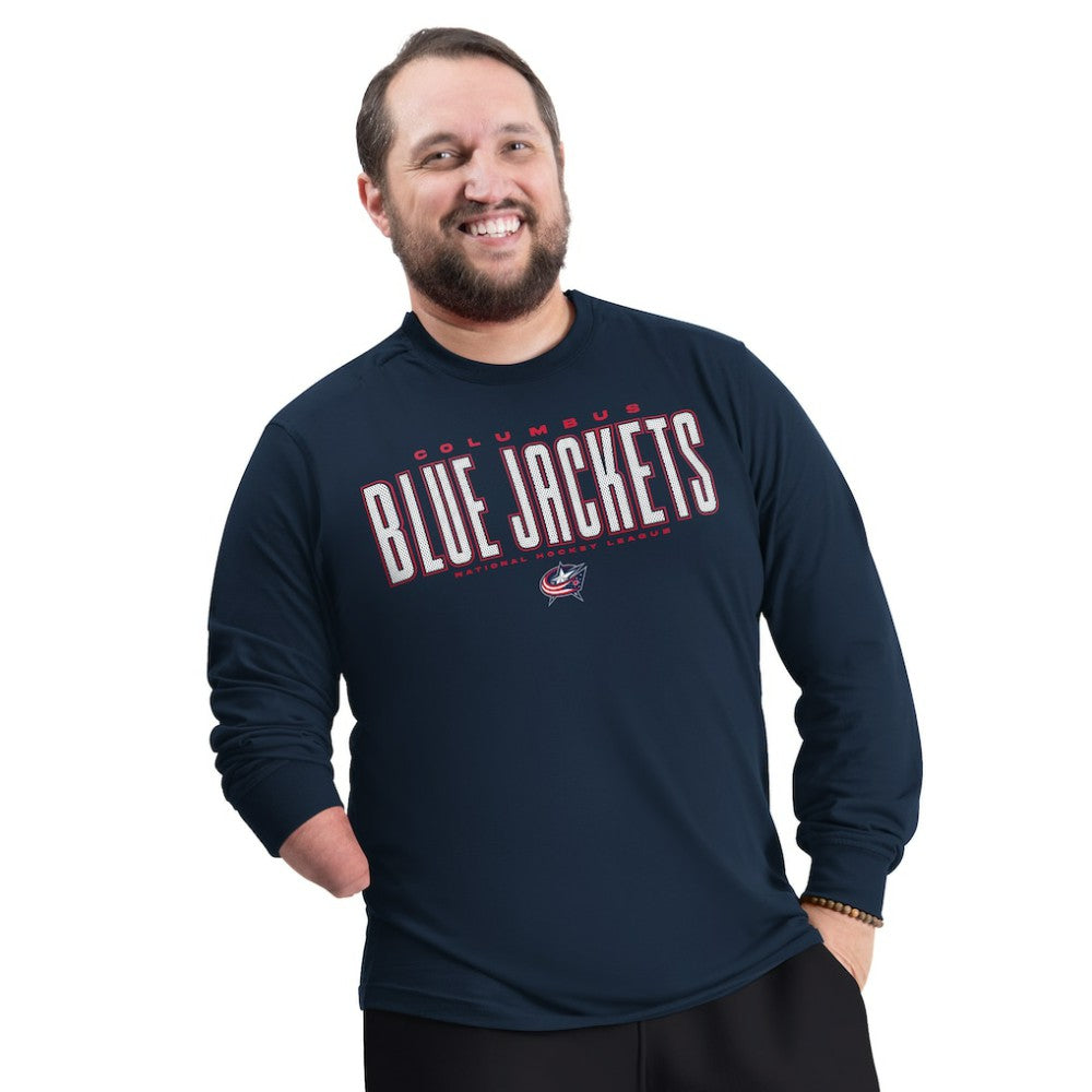 Columbus Blue Jackets G-III Sports by Carl Banks Adaptive Mesh Effect Long Sleeve T-Shirt - Navy T-shirts