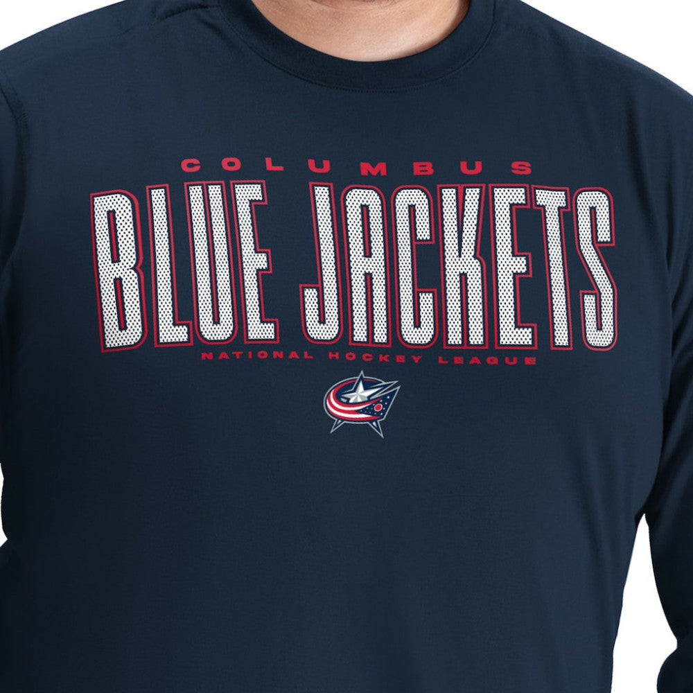 Columbus Blue Jackets G-III Sports by Carl Banks Adaptive Mesh Effect Long Sleeve T-Shirt - Navy T-shirts