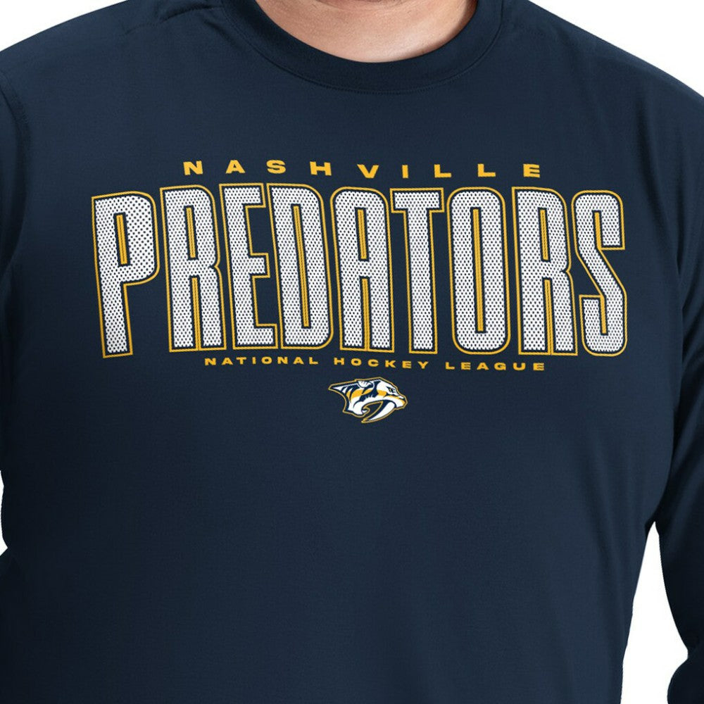 Nashville Predators G-III Sports by Carl Banks Adaptive Mesh Effect Long Sleeve T-Shirt - Navy T-shirts