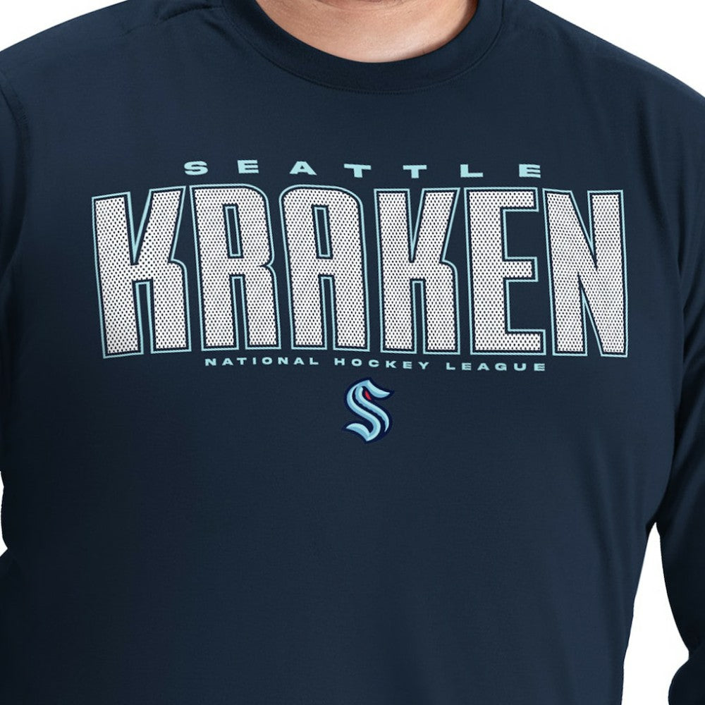 Seattle Kraken G-III Sports by Carl Banks Adaptive Mesh Effect Long Sleeve T-Shirt - Deep Sea Blue T-shirts