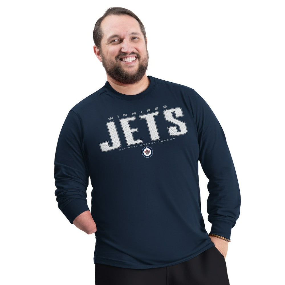 Winnipeg Jets G-III Sports by Carl Banks Adaptive Mesh Effect Long Sleeve T-Shirt - Navy T-shirts