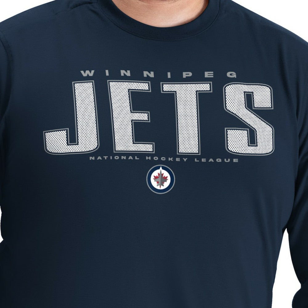 Winnipeg Jets G-III Sports by Carl Banks Adaptive Mesh Effect Long Sleeve T-Shirt - Navy T-shirts