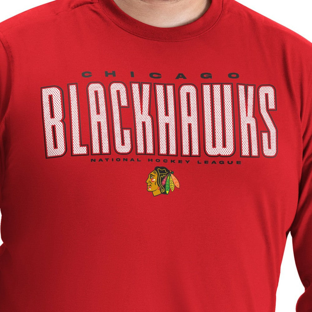 Chicago Blackhawks G-III Sports by Carl Banks Adaptive Mesh Effect Long Sleeve T-Shirt - Red T-shirts