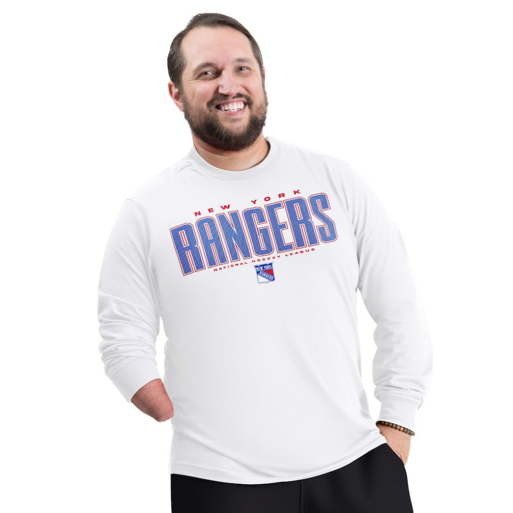 New York Rangers G-III Sports by Carl Banks Adaptive Mesh Effect Long Sleeve T-Shirt - White T-shirts