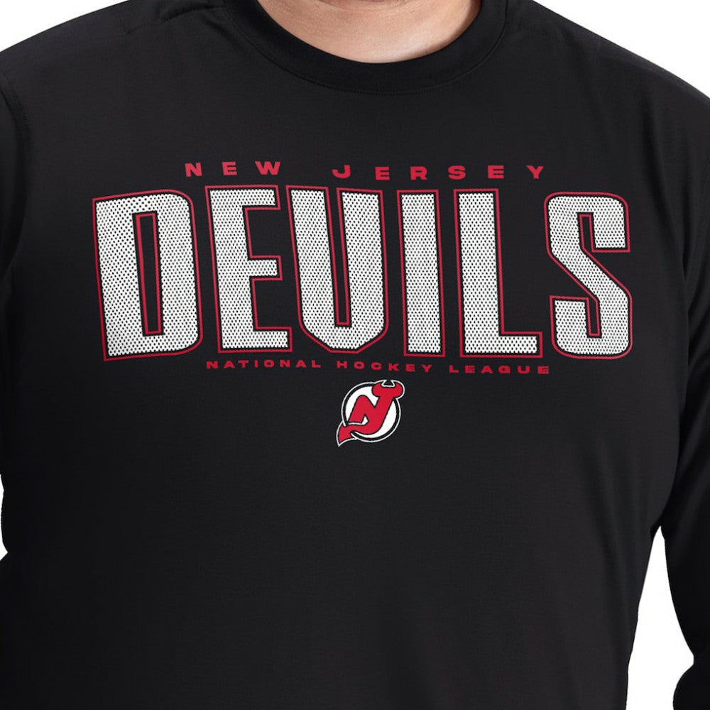 New Jersey Devils G-III Sports by Carl Banks Adaptive Mesh Effect Long Sleeve T-Shirt - Black T-shirts