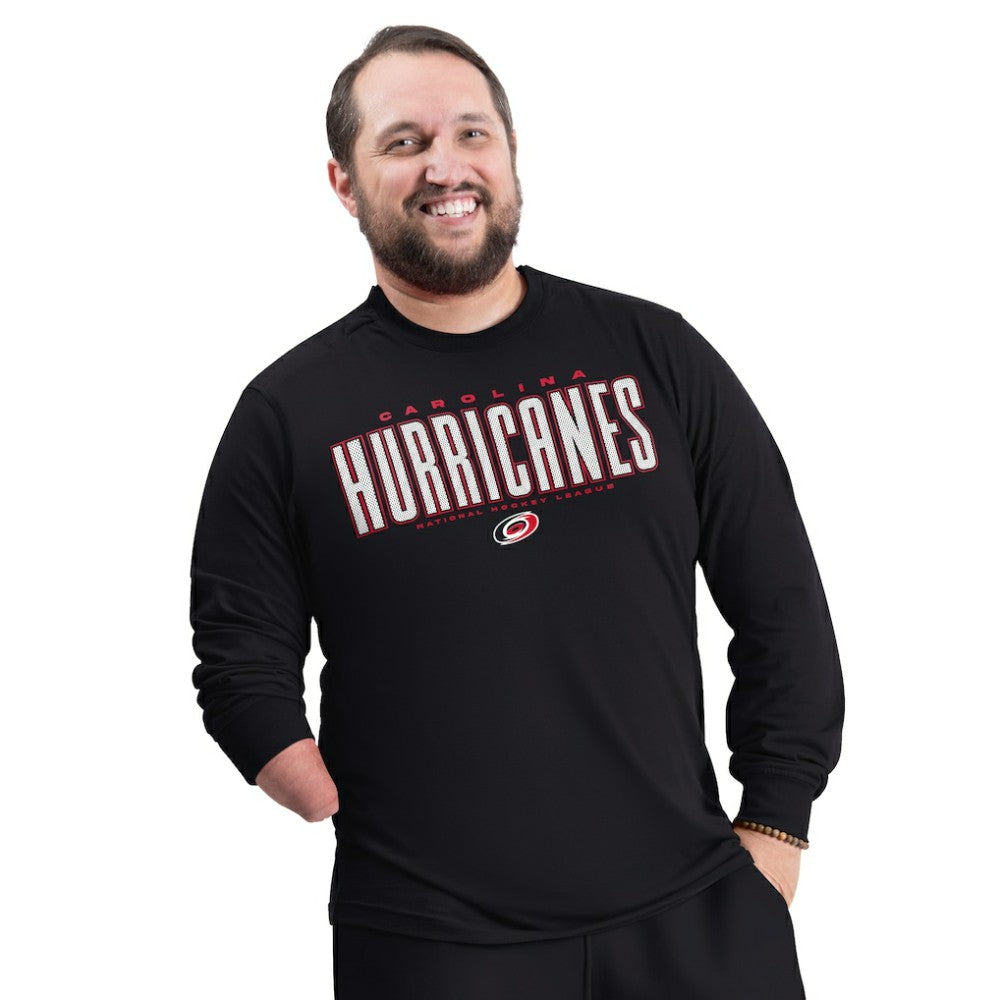 Carolina Hurricanes G-III Sports by Carl Banks Adaptive Mesh Effect Long Sleeve T-Shirt - Black T-shirts