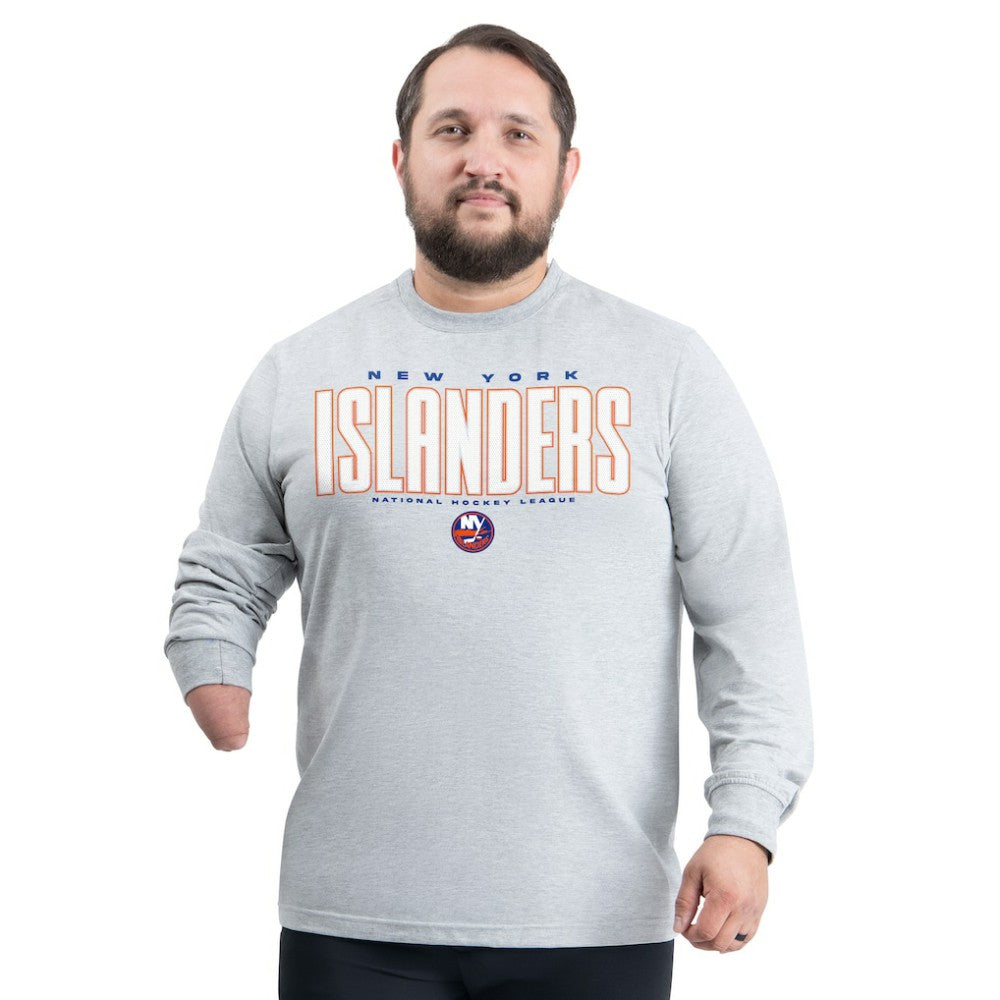 New York Islanders G-III Sports by Carl Banks Adaptive Mesh Effect Long Sleeve T-Shirt - Gray T-shirts