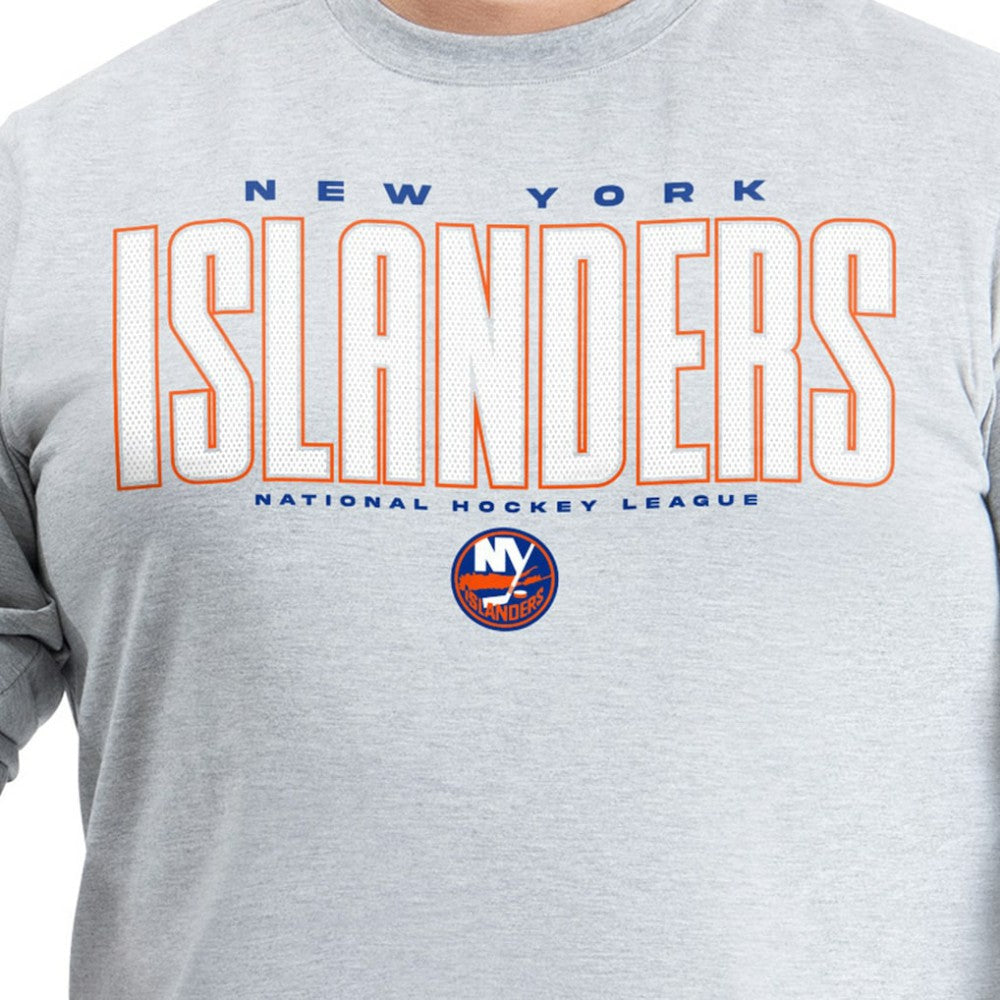 New York Islanders G-III Sports by Carl Banks Adaptive Mesh Effect Long Sleeve T-Shirt - Gray T-shirts