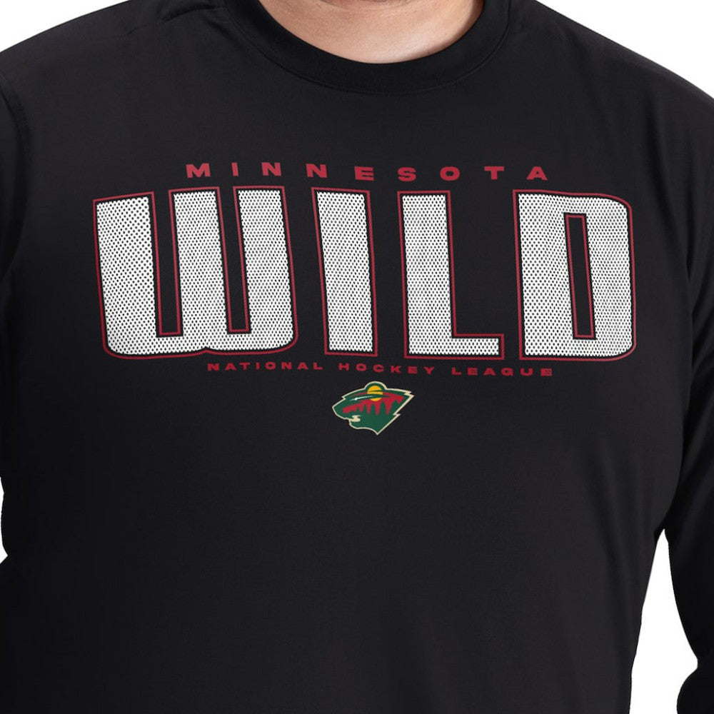 Minnesota Wild G-III Sports by Carl Banks Adaptive Mesh Effect Long Sleeve T-Shirt - Black T-shirts