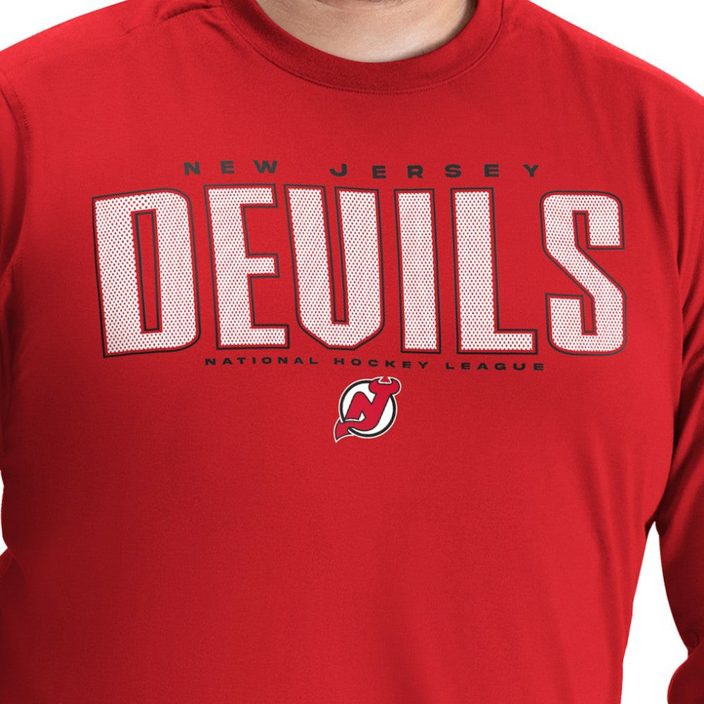 New Jersey Devils G-III Sports by Carl Banks Adaptive Mesh Effect Long Sleeve T-Shirt - Red T-shirts