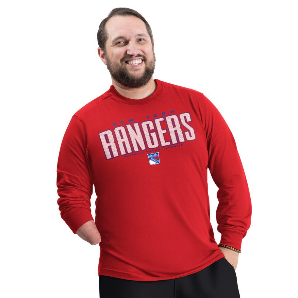 New York Rangers G-III Sports by Carl Banks Adaptive Mesh Effect Long Sleeve T-Shirt - Red T-shirts
