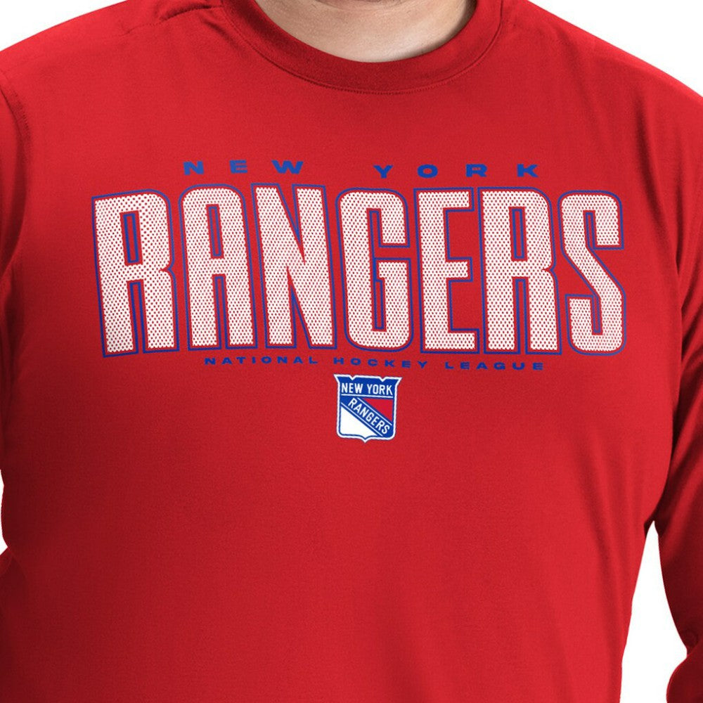 New York Rangers G-III Sports by Carl Banks Adaptive Mesh Effect Long Sleeve T-Shirt - Red T-shirts