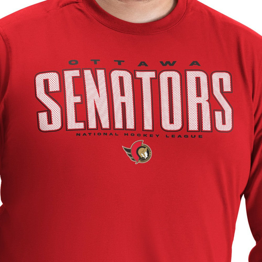 Ottawa Senators G-III Sports by Carl Banks Adaptive Mesh Effect Long Sleeve T-Shirt - Red T-shirts