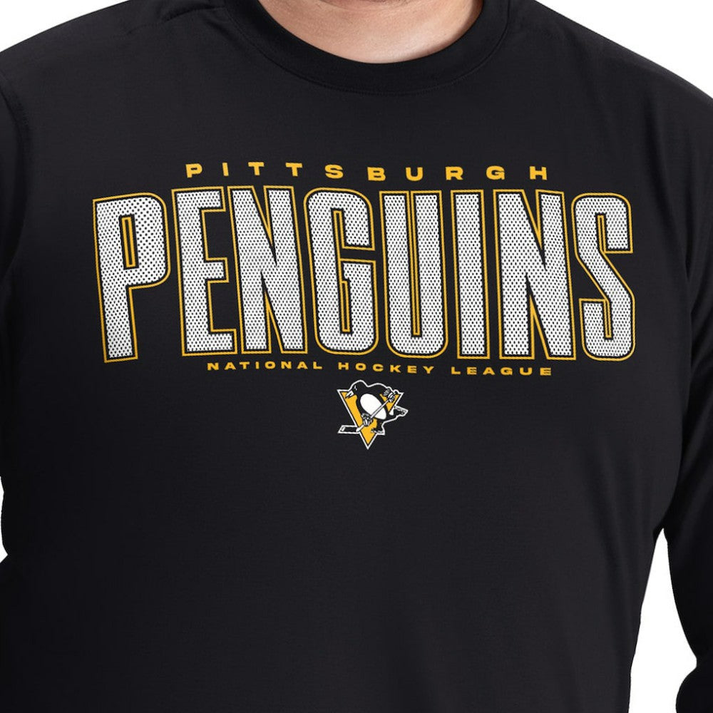 Pittsburgh Penguins G-III Sports by Carl Banks Adaptive Mesh Effect Long Sleeve T-Shirt - Black T-shirts