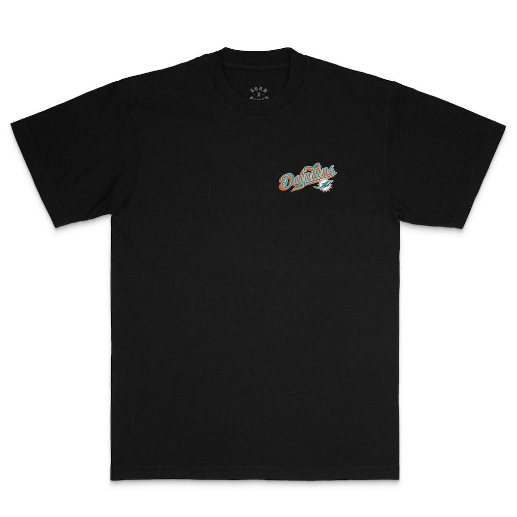 Miami Dolphins Born x Raised Unisex Pro Script T-Shirt - Black cheap