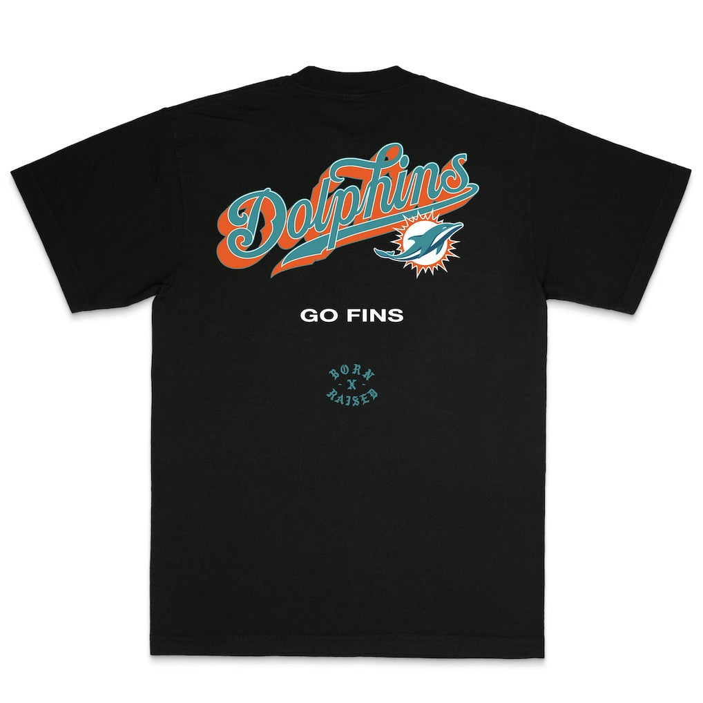 Miami Dolphins Born x Raised Unisex Pro Script T-Shirt - Black cheap