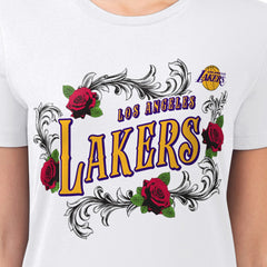 Los Angeles Lakers G-III 4Her by Carl Banks Women's Super-Slim Fit Lightweight Roses Crew Neck T-Shirt - White outlet