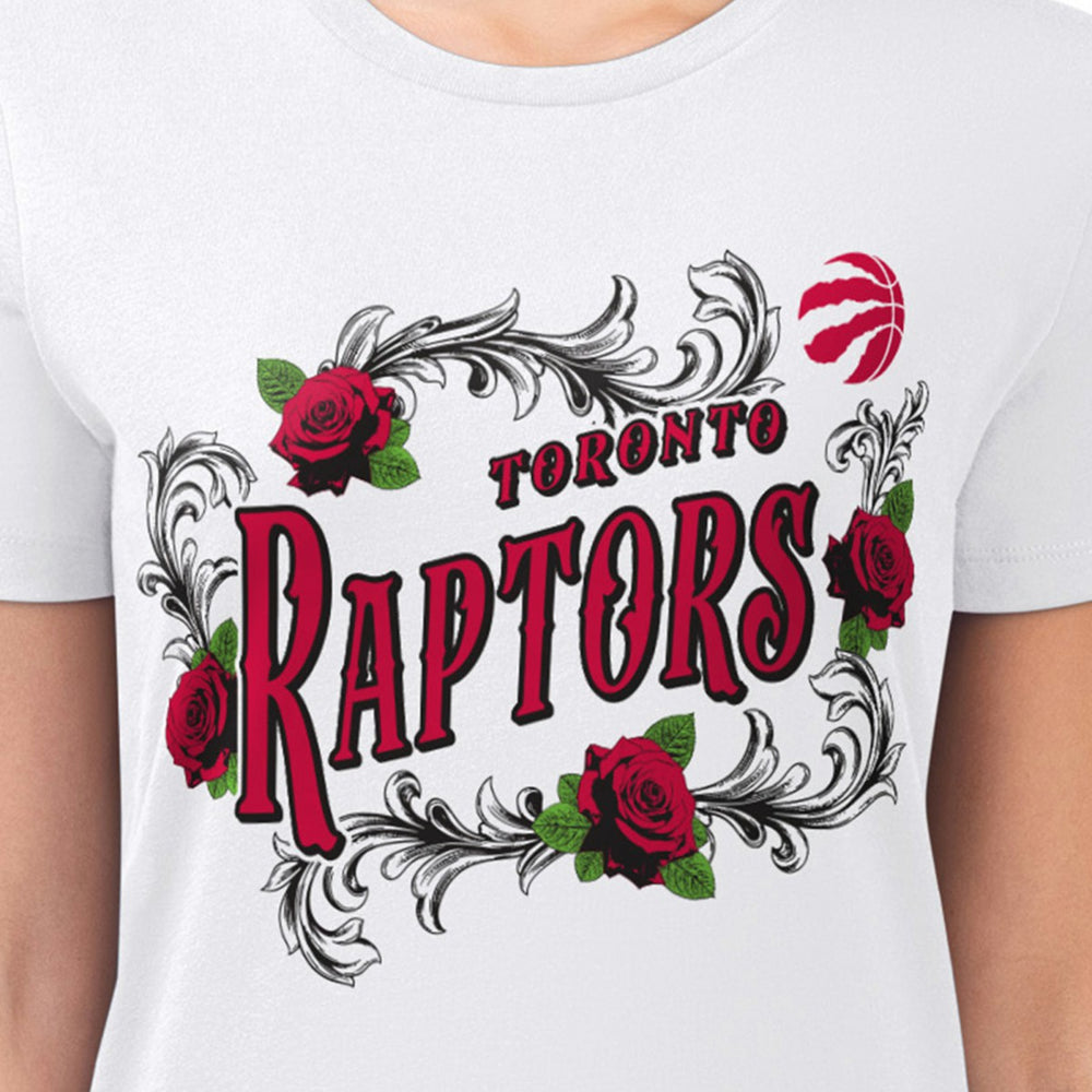 Toronto Raptors G-III 4Her by Carl Banks Women's Super-Slim Fit Lightweight Roses Crew Neck T-Shirt - White on sale