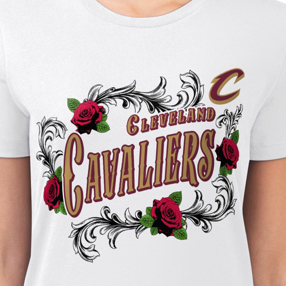Cleveland Cavaliers G-III 4Her by Carl Banks Women's Super-Slim Fit Lightweight Roses Crew Neck T-Shirt sale - White for sale