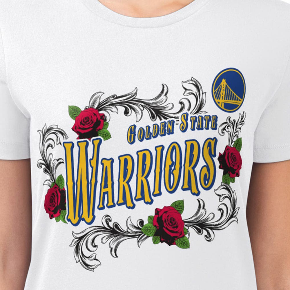 Golden State Warriors G-III 4Her by Carl Banks Women's Super-Slim Fit Lightweight Roses Crew Neck T-Shirt sale - White outlet