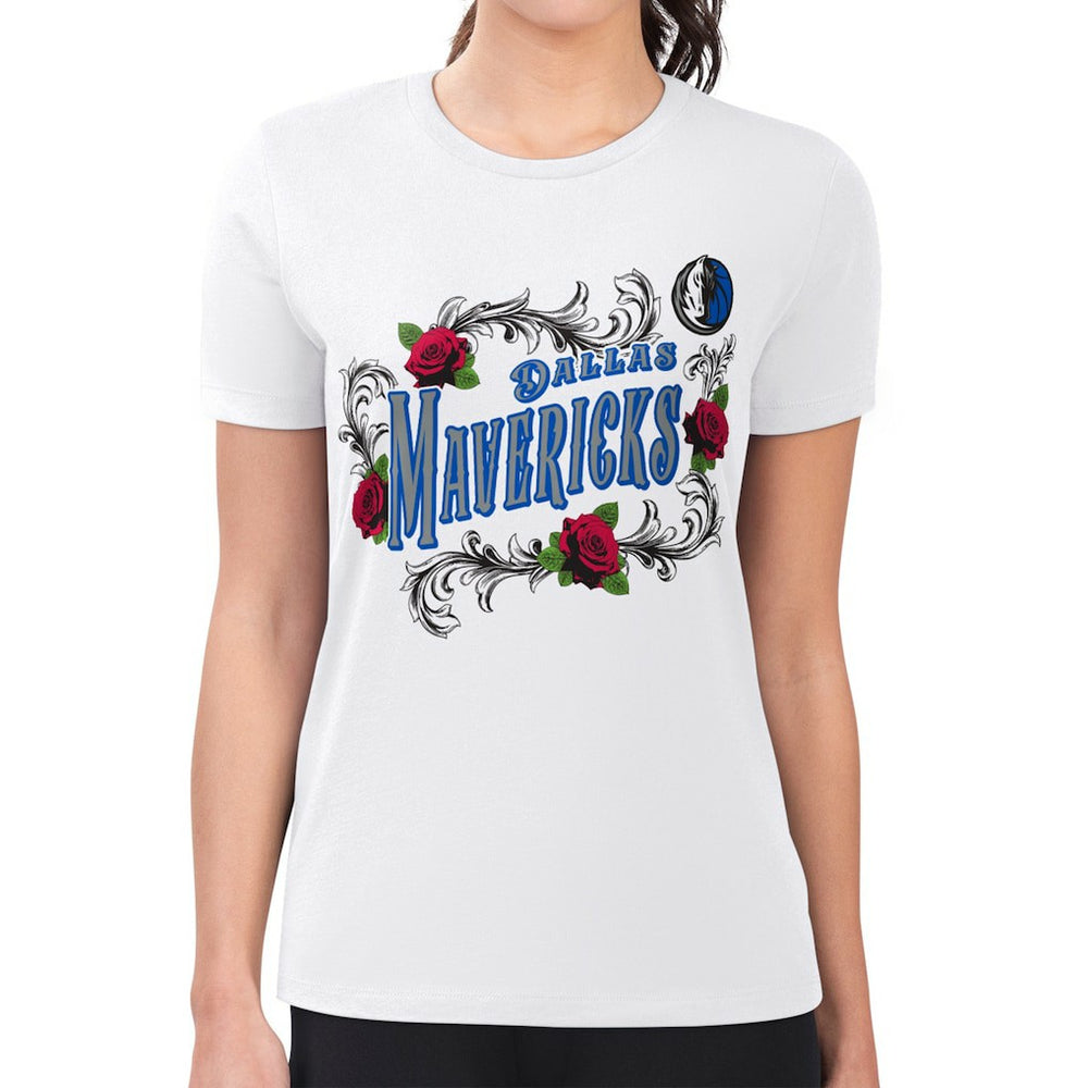 Dallas Mavericks G-III 4Her by Carl Banks Women's Super-Slim Fit Lightweight Roses Crew Neck T-Shirt sale - White shop