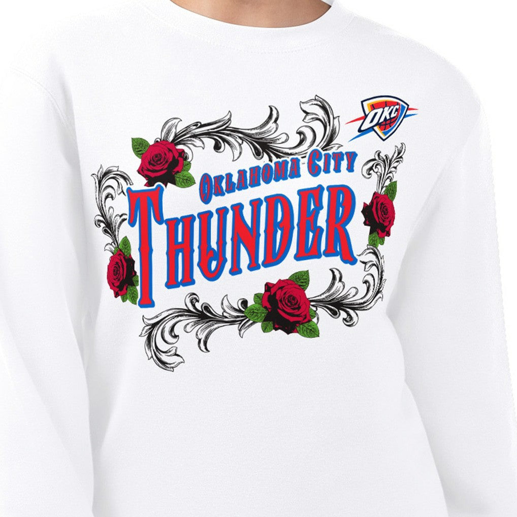Oklahoma City Thunder G-III 4Her by Carl Banks Women's Roses Fleece Tri-Blend Sweatshirt - White cheap