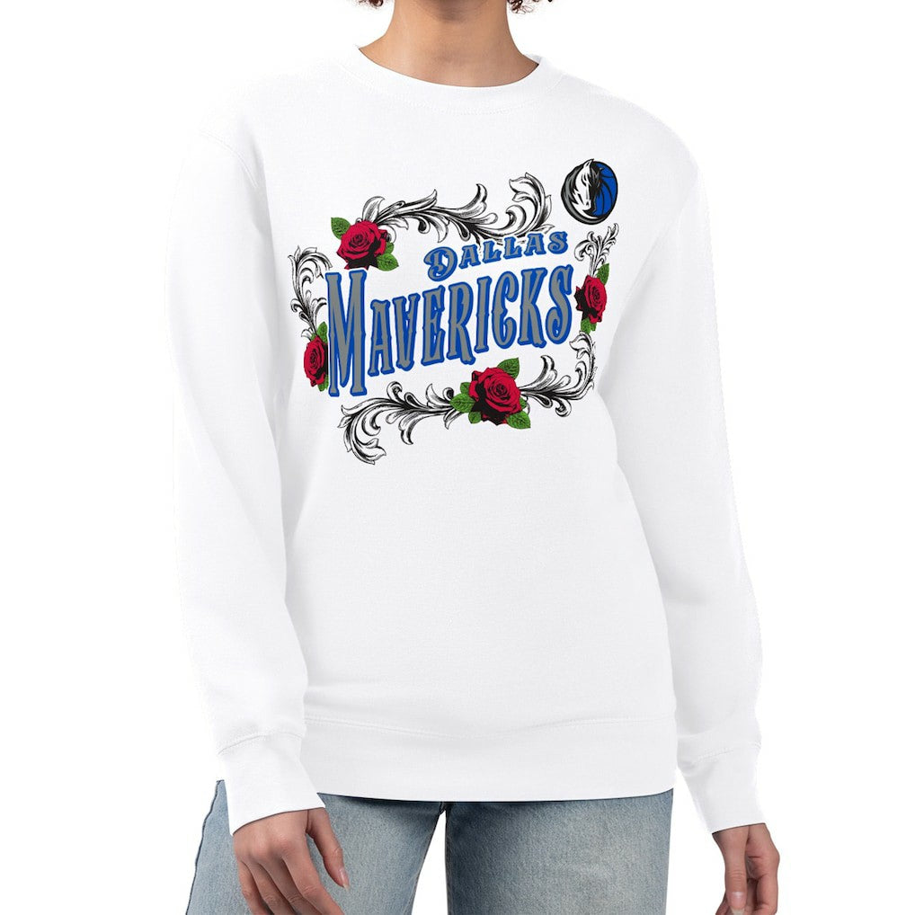 Dallas Mavericks G-III 4Her by Carl Banks Women's Roses Fleece Tri-Blend Sweatshirt sale - White on sale