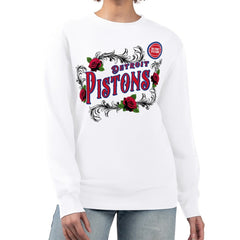Detroit Pistons G-III 4Her by Carl Banks Women's Roses Fleece Tri-Blend Sweatshirt sale - White sale