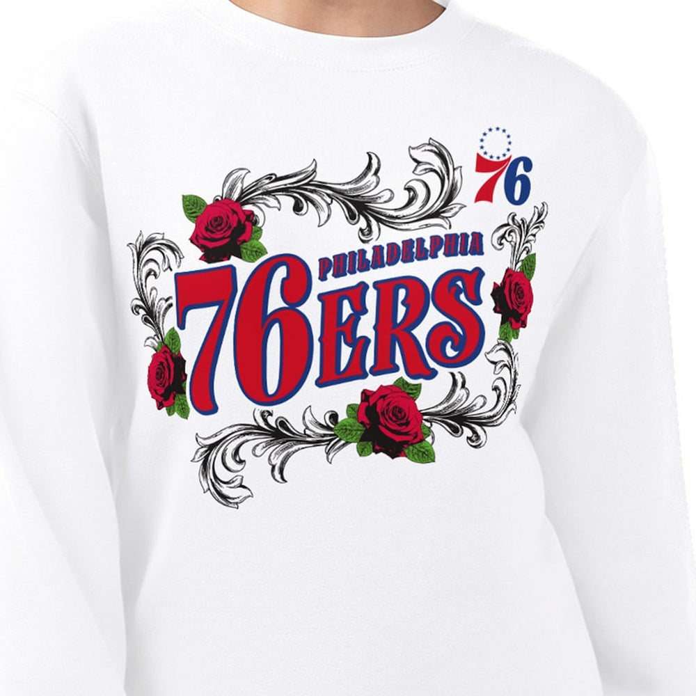 Philadelphia 76ers G-III 4Her by Carl Banks Women's Roses Fleece Tri-Blend Sweatshirt - White outlet