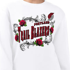 Portland Trail Blazers G-III 4Her by Carl Banks Women's Roses Fleece Tri-Blend Sweatshirt - White outlet
