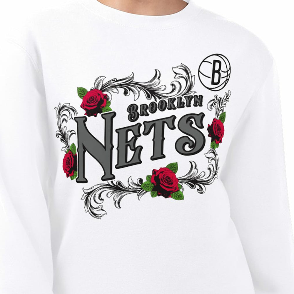 Brooklyn Nets G-III 4Her by Carl Banks Women's Roses Fleece Tri-Blend Sweatshirt - White online