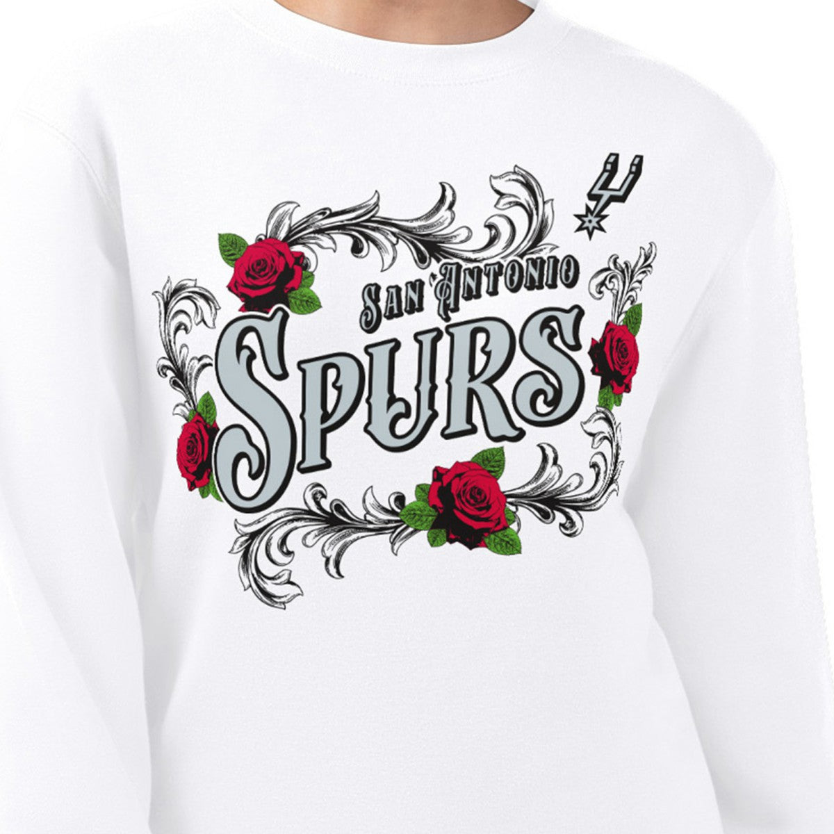 San Antonio Spurs G-III 4Her by Carl Banks Women's Roses Fleece Tri-Blend Sweatshirt - White shop