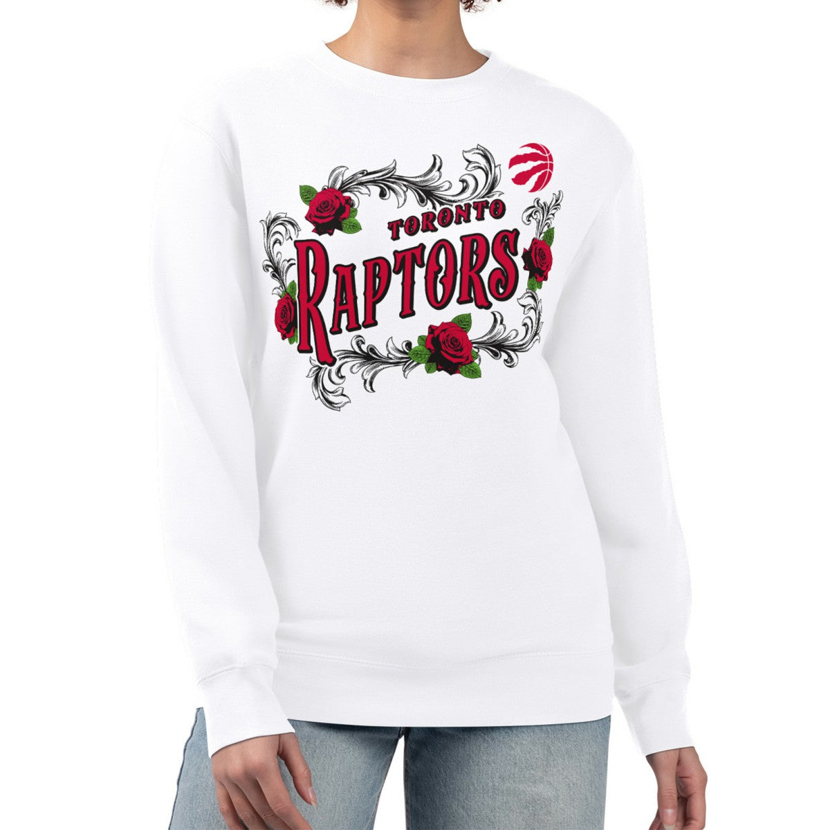 Toronto Raptors G-III 4Her by Carl Banks Women's Roses Fleece Tri-Blend Sweatshirt - White shop