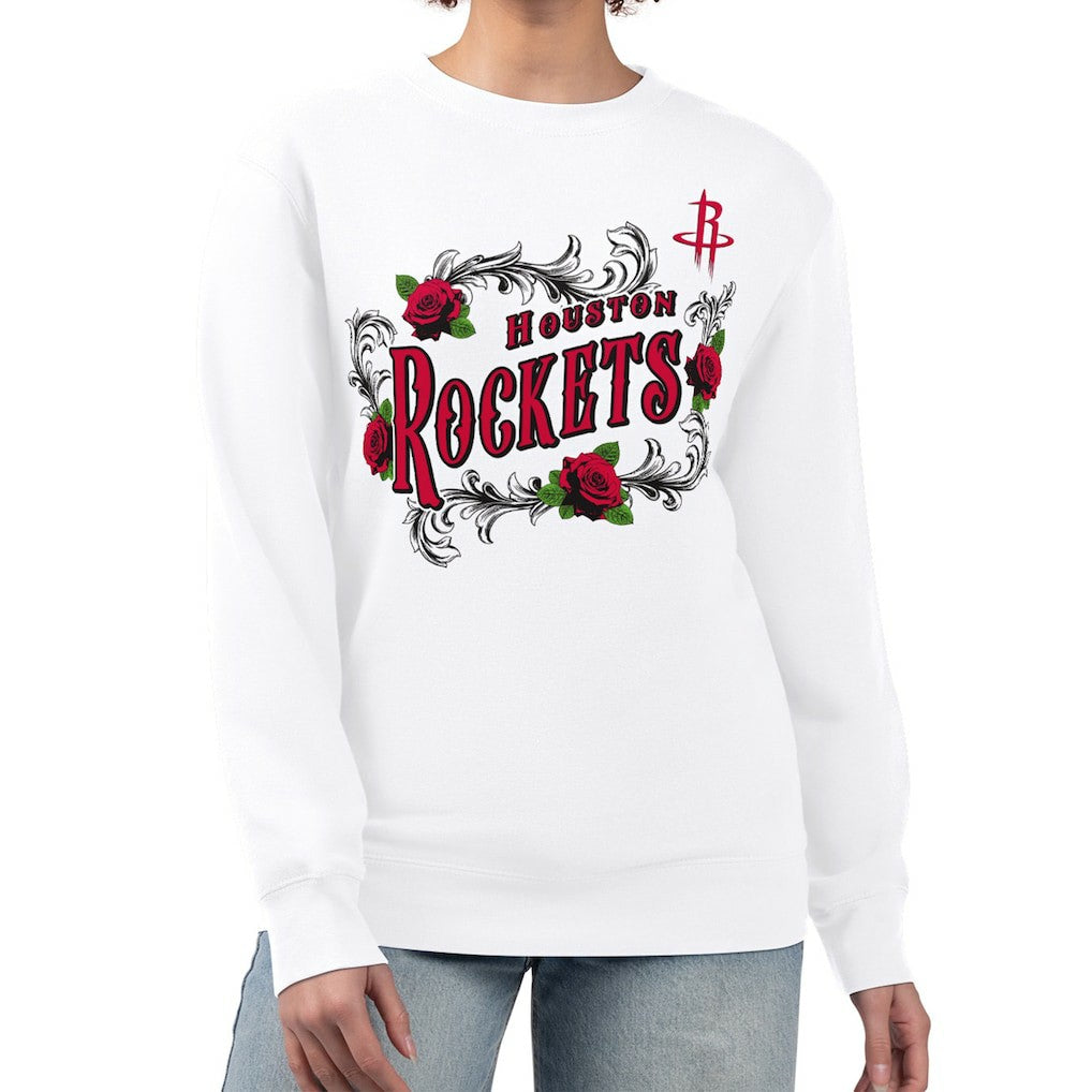 Houston Rockets G-III 4Her by Carl Banks Women's Roses Fleece Tri-Blend Sweatshirt sale - White cheap