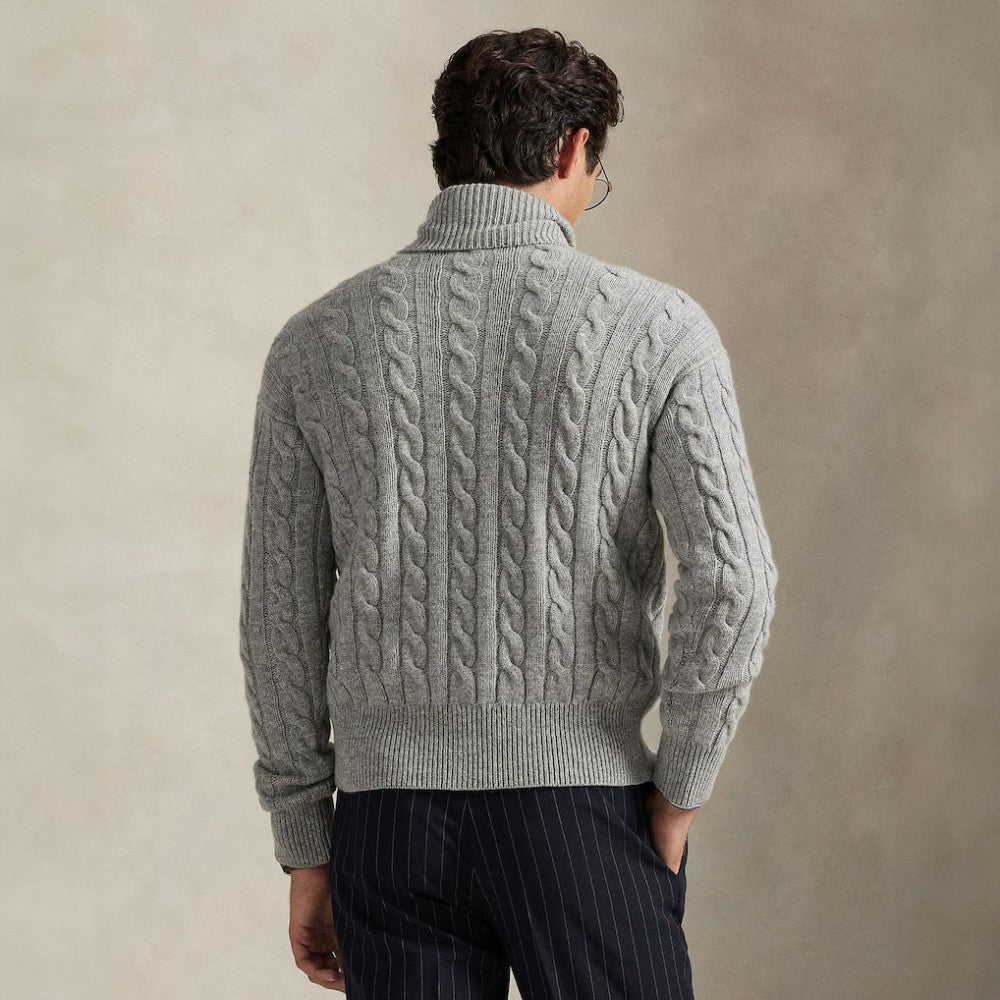 New York Yankees Polo Ralph Lauren Wool Turtleneck Sweater Heather Gray