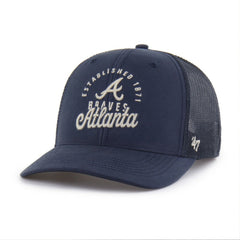 Atlanta Braves Pitstop Trucker Adjustable Hat Navy