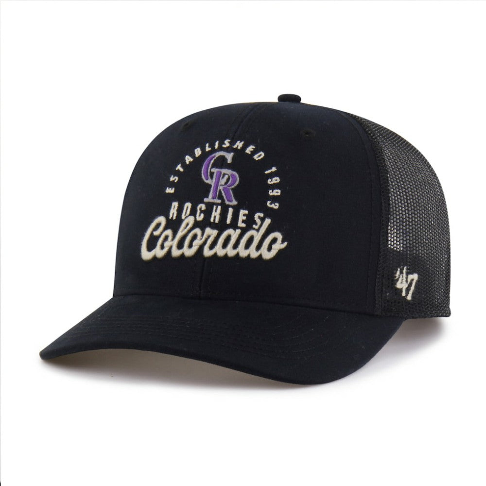 Colorado Rockies Pitstop Trucker Adjustable Hat Black