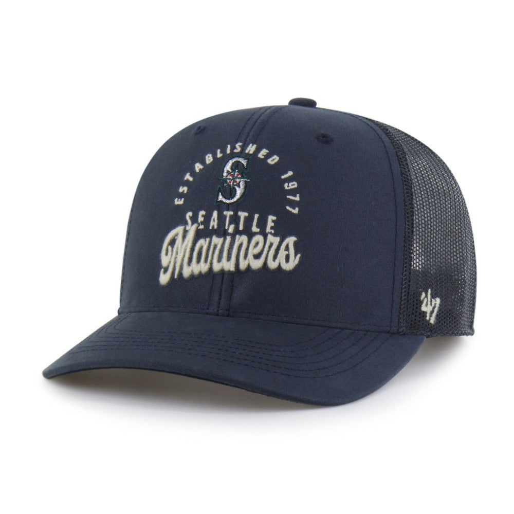 Seattle Mariners Pitstop Trucker Adjustable Hat Navy