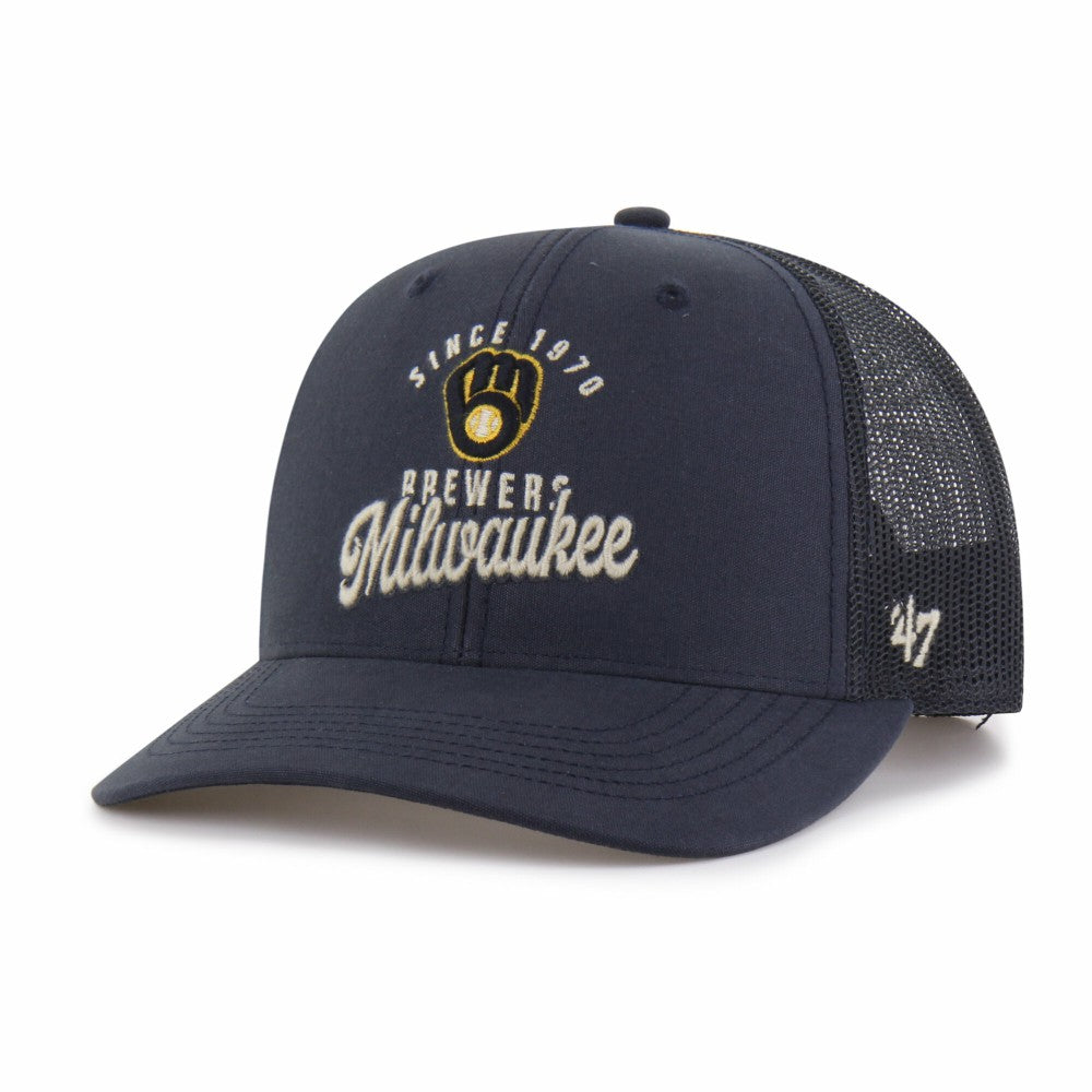 Milwaukee Brewers Pitstop Trucker Adjustable Hat Navy