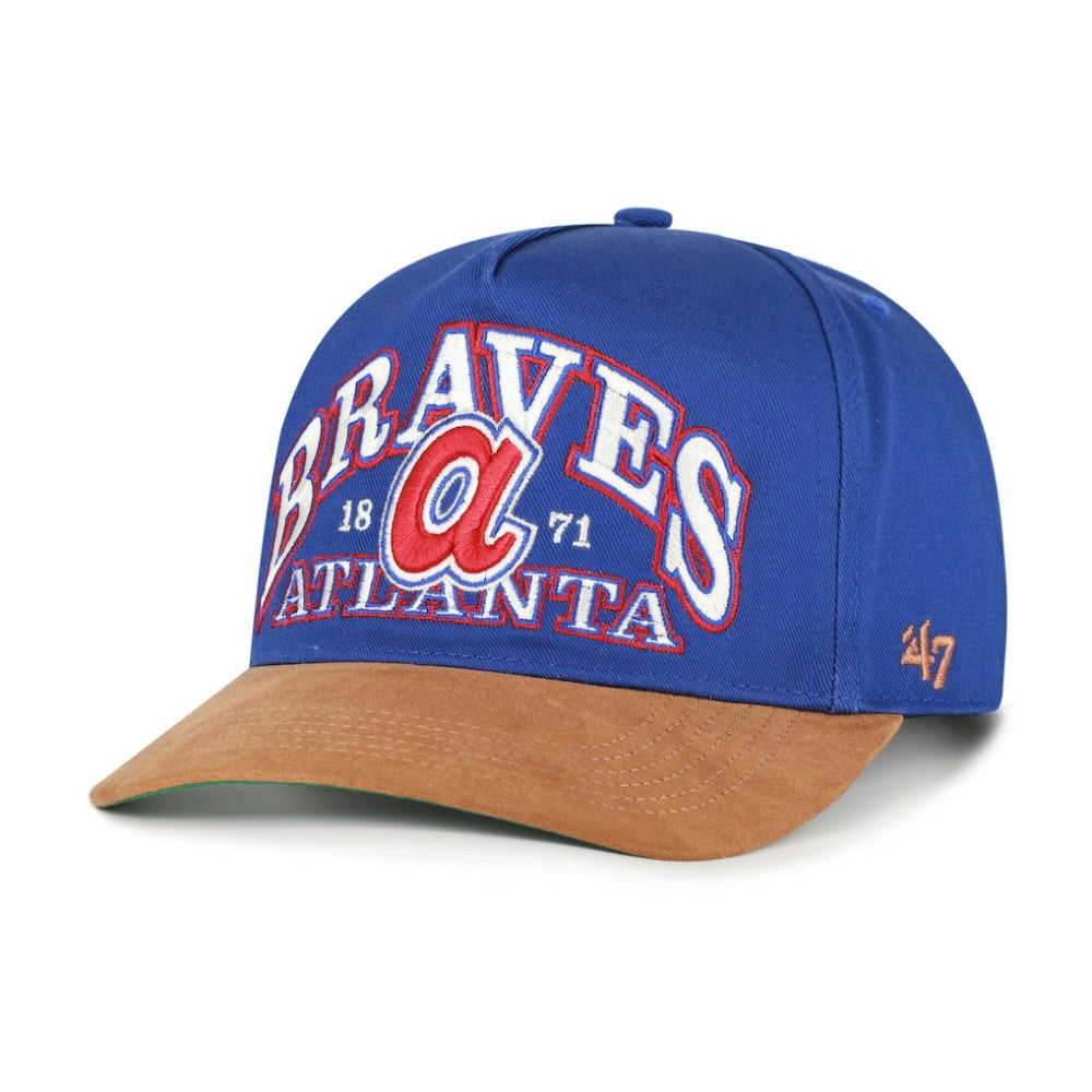 Atlanta Braves Cooperstown Break Wood Suede Hitch Adjustable Hat Royal/Brown