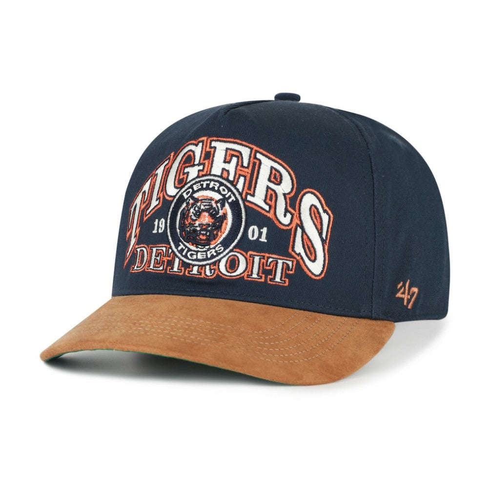 Detroit Tigers Cooperstown Break Wood Suede Hitch Adjustable Hat Navy/Brown