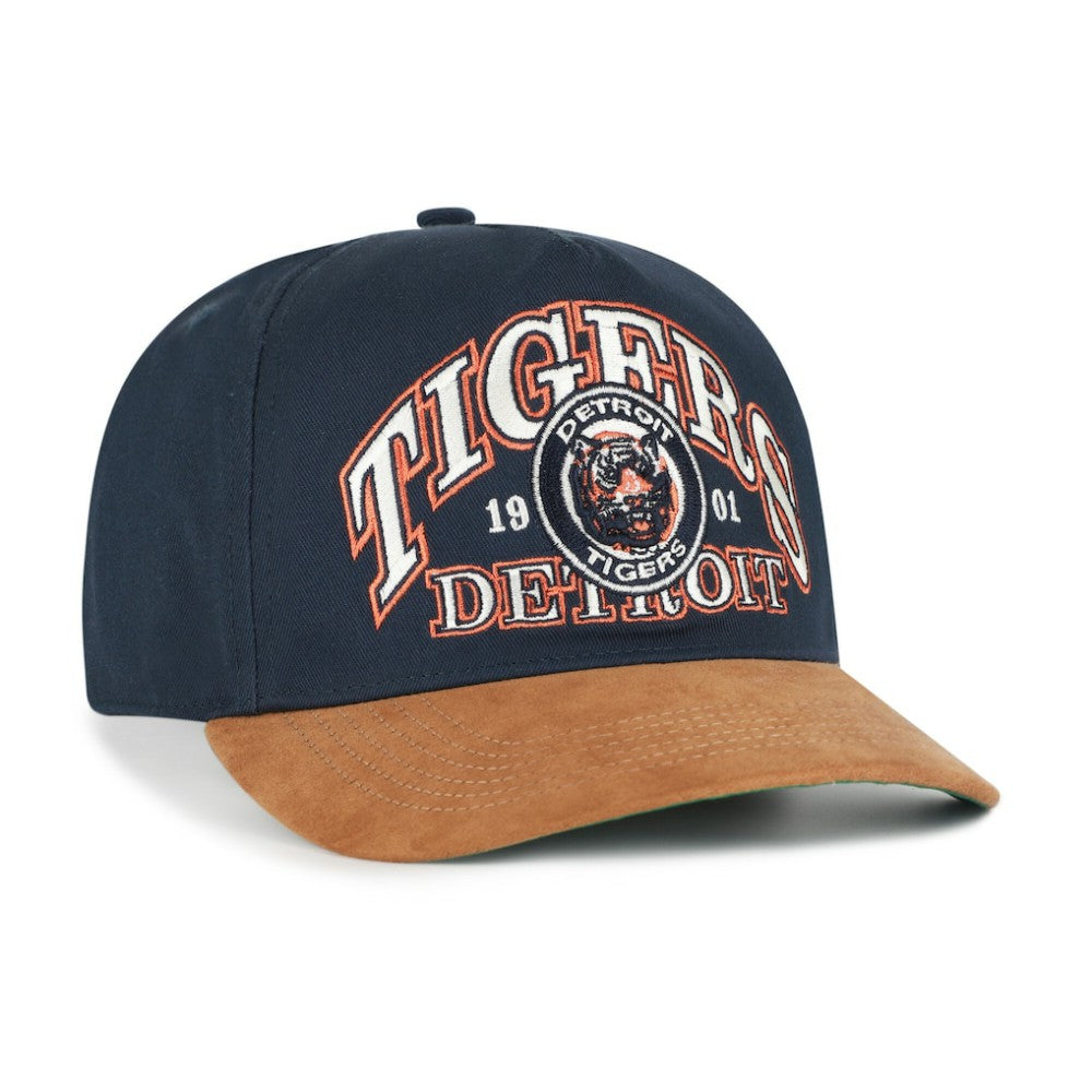 Detroit Tigers Cooperstown Break Wood Suede Hitch Adjustable Hat Navy/Brown