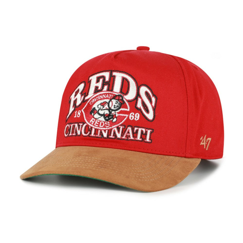 Cincinnati Reds Cooperstown Break Wood Suede Hitch Adjustable Hat Red/Brown