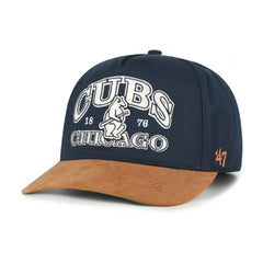 Chicago Cubs Cooperstown Break Wood Suede Hitch Adjustable Hat Navy/Brown